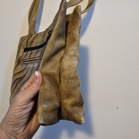 Anuschka Hand-Painted Leather Handbag Purse LG Animal Print Floral Art-to-wear - Picture 10 of 16